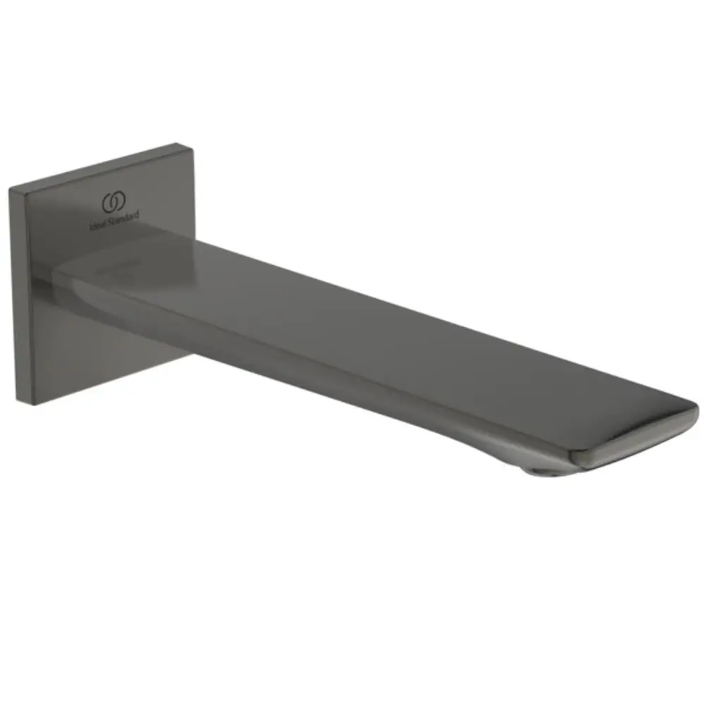 Wandauslauf von Ideal Standard in Magnetic Grey, mit eckiger Rosette. Schlichtes Design, geeignet für Wandmontage.